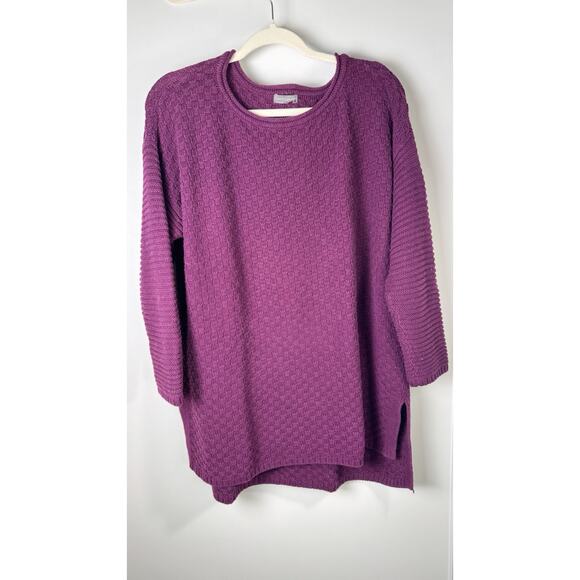 Vince Camuto Oversize Knit Blouse Purple Scoop neck Half Sleeve - Picture 5 of 6